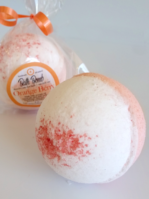All Natural, Handmade, Orange Berry Bath Bomb, by Amish Country Essentials