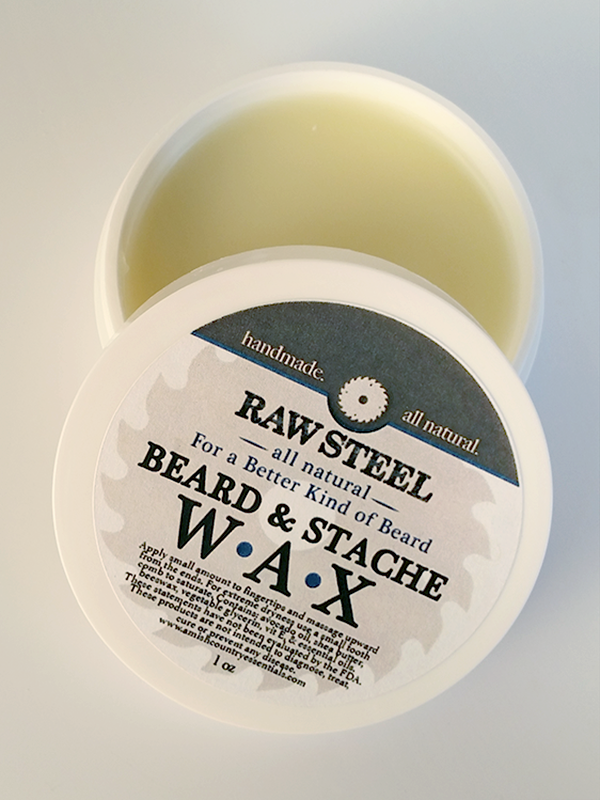 All Natural, Handmade, Beard & Stache Wax, Raw Steel by Amish Country Essentials 1oz
