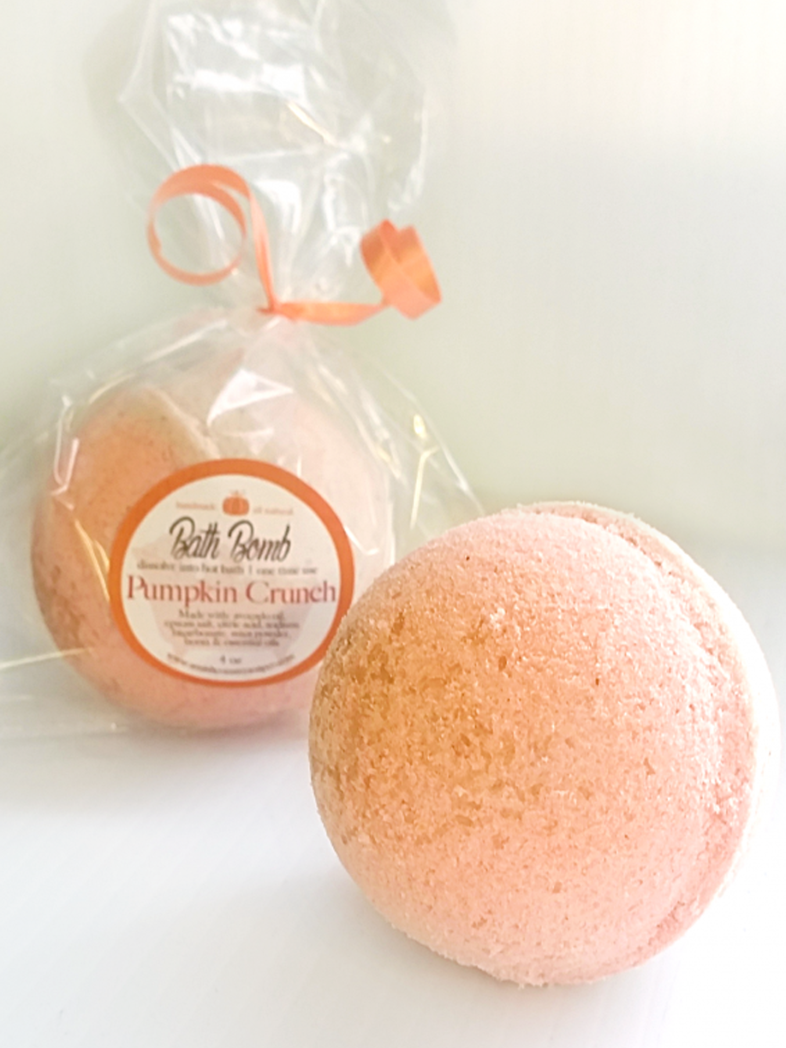 Pumpkin Crunch Bath Bombs, All Natural, By Amish Country Soap Co
